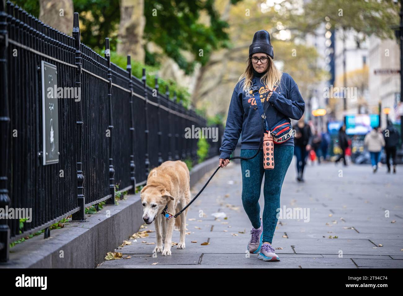 Girl walking dog night hi-res stock photography and images - Alamy
