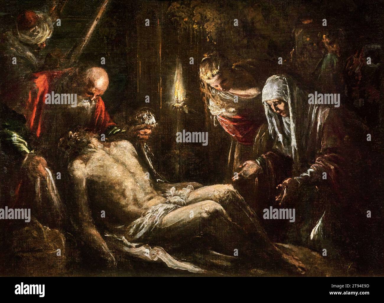 Deposizione di Cristo -  olio su tela  - Jacopo Bassano  - 1580  -  Lisbona, Museu Nacional de Arte Antiga Stock Photo