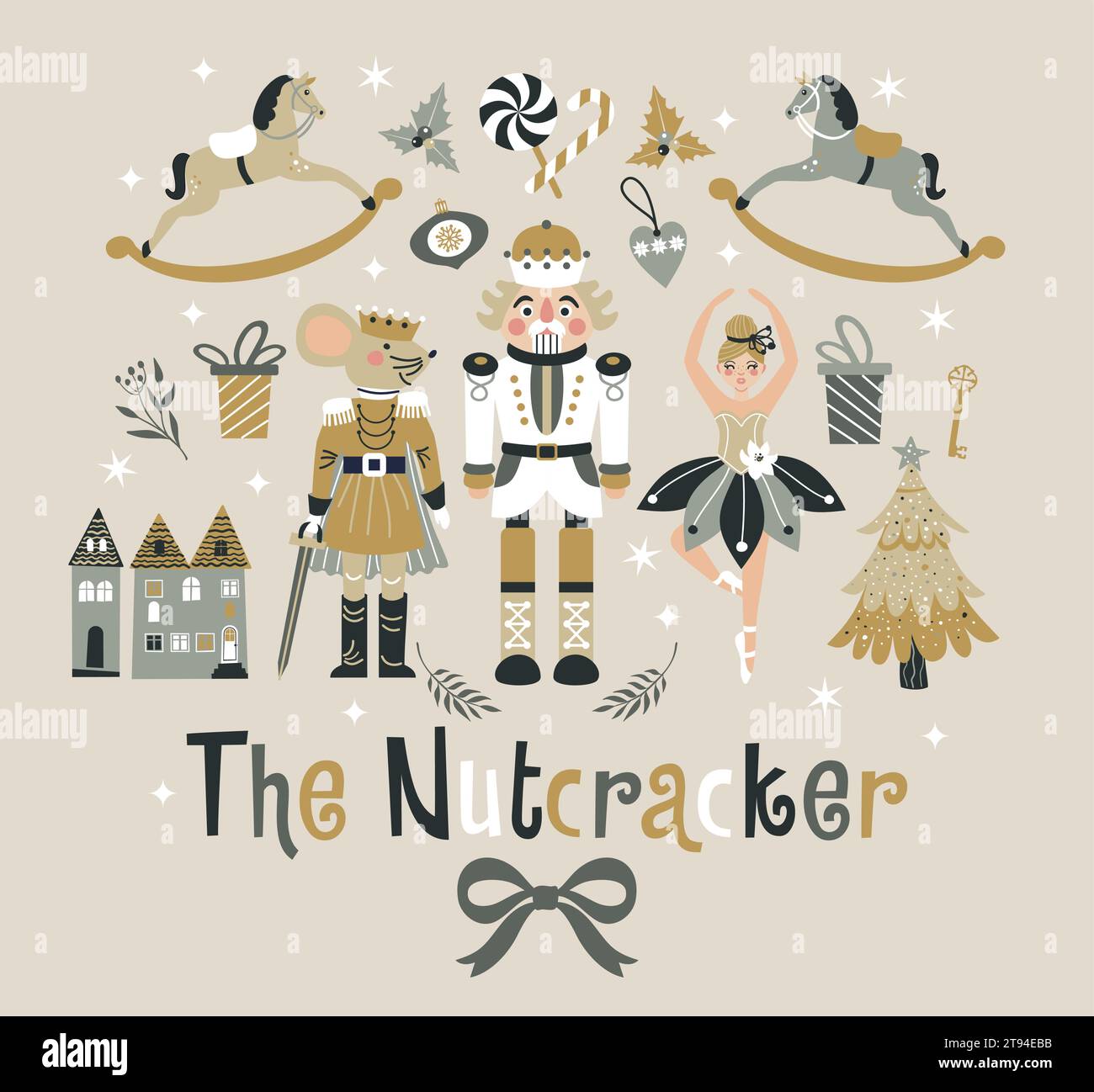 Christmas Nutcrackers Vector Illustration on Light Background. Postcard. New Year illustration. Stock Vector