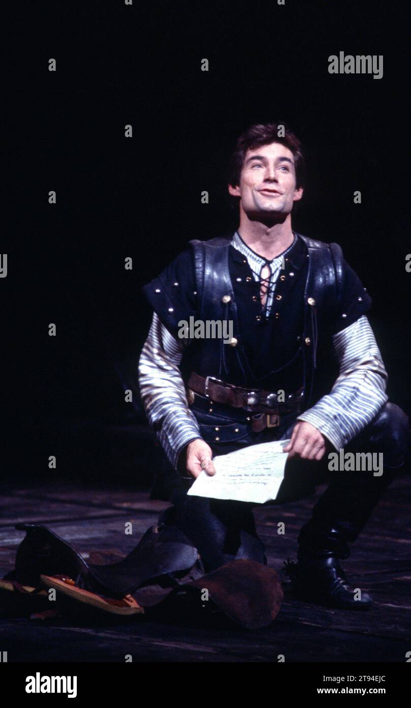Timothy Dalton (Henry Percy / Hotspur) in HENRY IV part 1 by Shakespeare at the Royal Shakespeare Company (RSC), Barbican Theatre, London EC2  07/05/1982  music: Guy Woolfenden  design: John Napier  lighting: David Hersey  fights: Malcolm Ranson  director: Trevor Nunn Stock Photo
