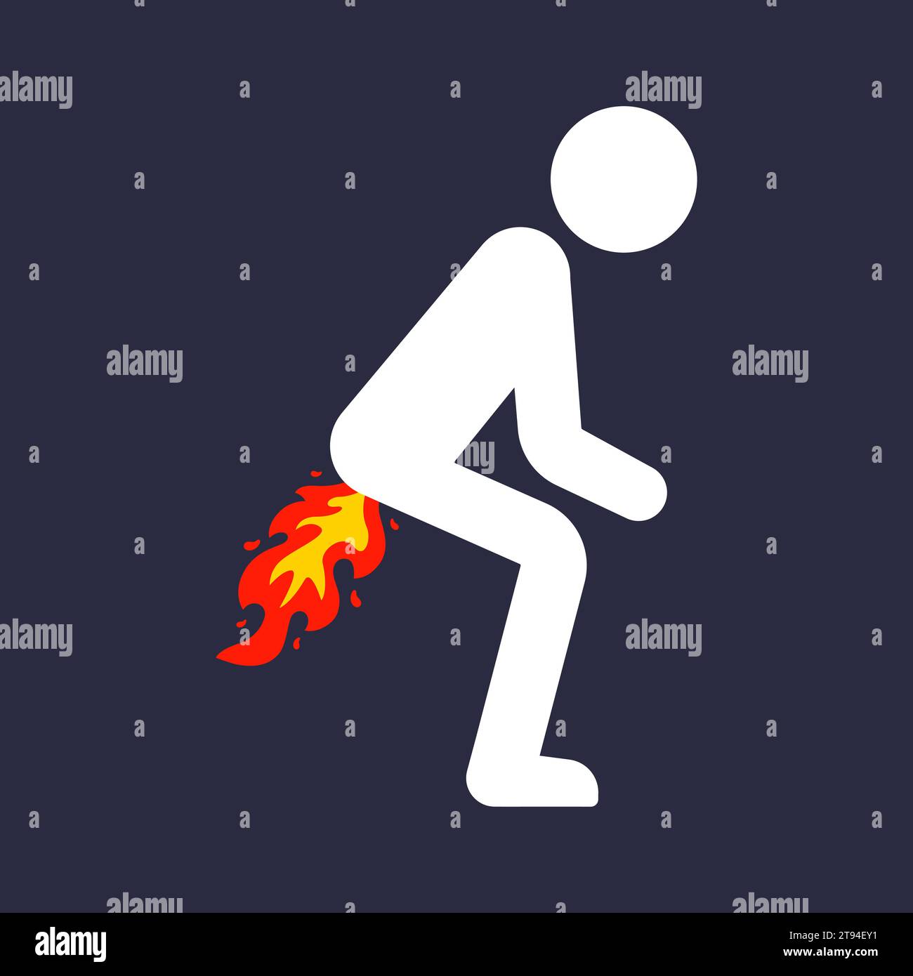 human and fart icon with light. flat vector illustration Stock Vector