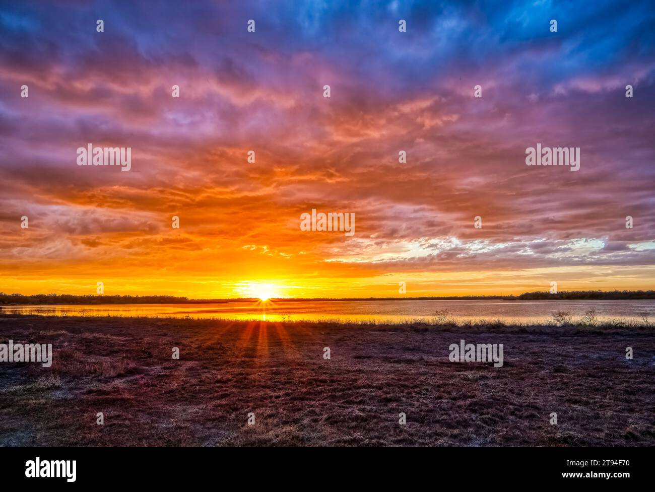 Sunset over Upper Myakka Lake in Myakka River State Park in Sarasota