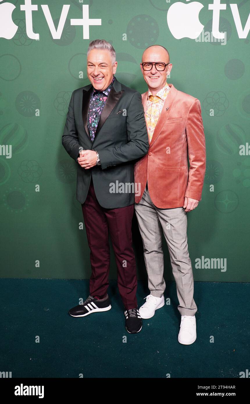 Patrick Wadding Scott Baker (left) and Patrick Davey attend a Apple TV+ event to ...