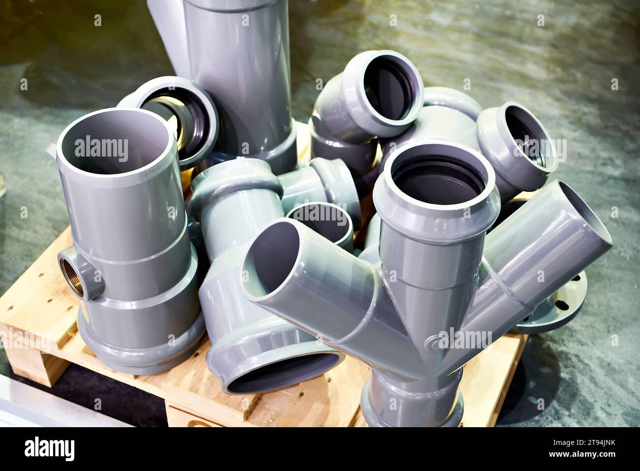 Details and parts of plastic pipes for water pipelines and sewerage