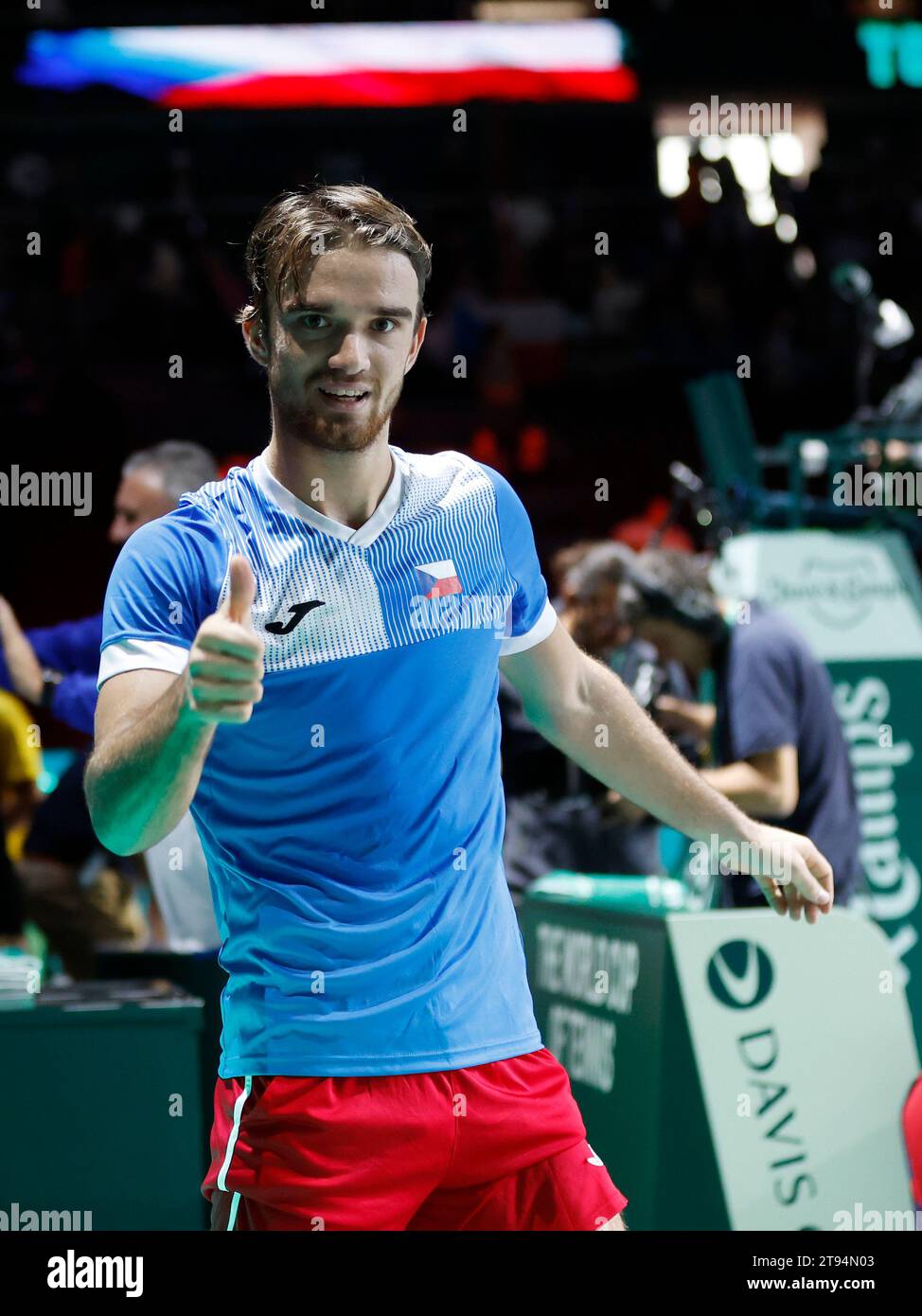 Czech tennis player Tomas Machac is seen after the final group match of