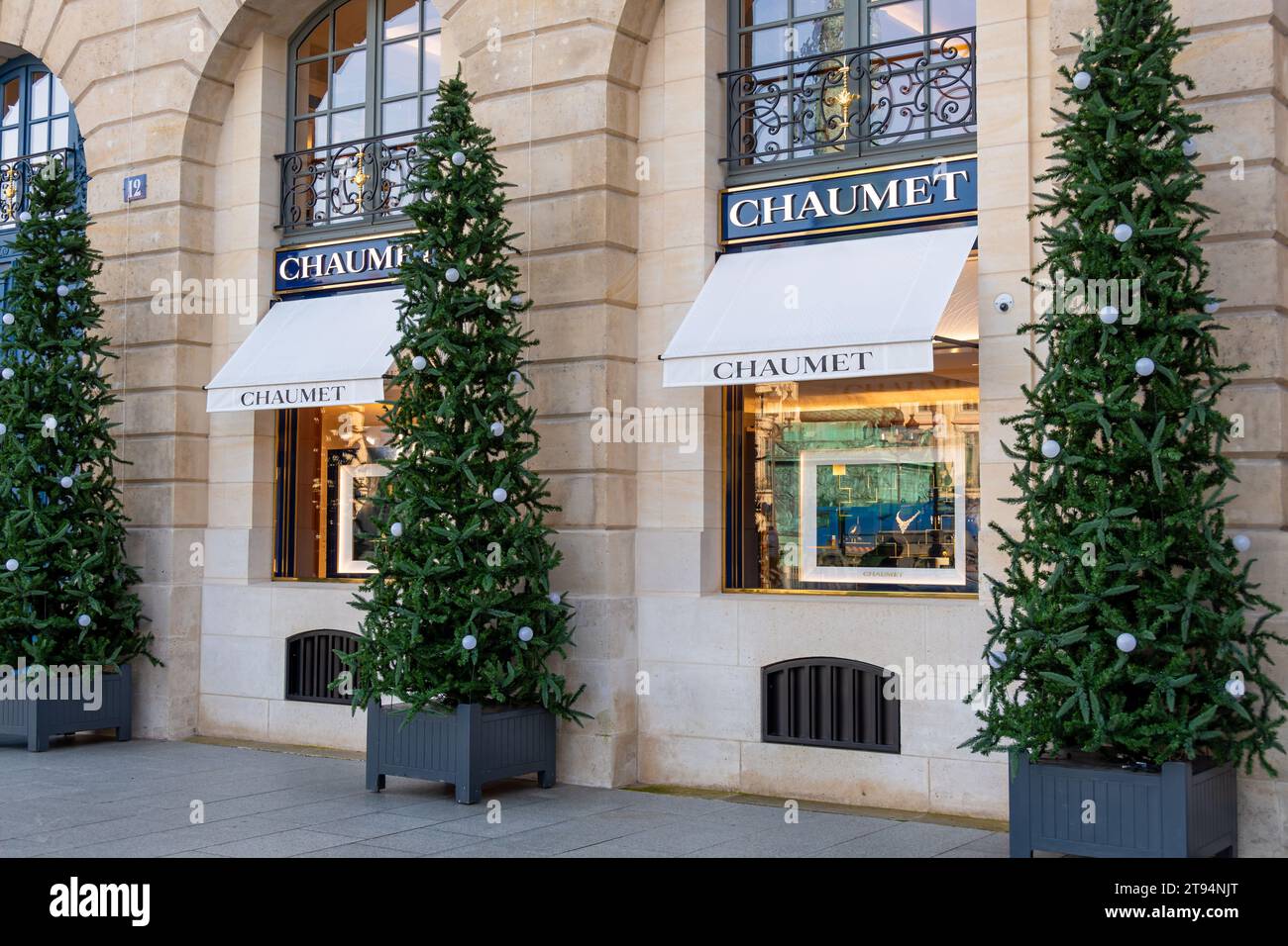 Exterior view of the Chaumet store located Place Vendôme in Paris