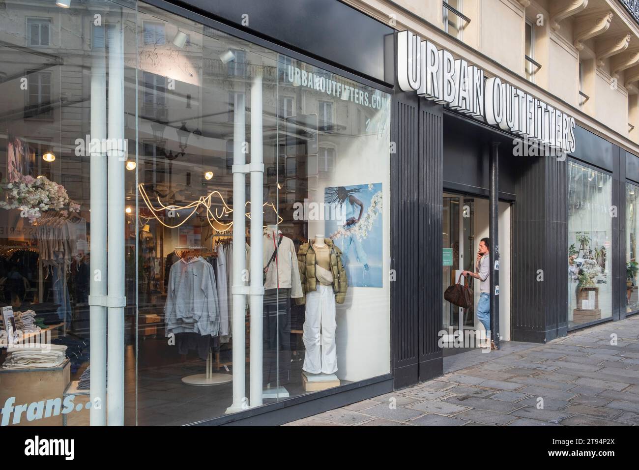 Urban Outfitters shop on Rue de Rivoli in Paris. Urban Outfitters,  is a multinational lifestyle retail company headquartered in Philadelpha Stock Photo