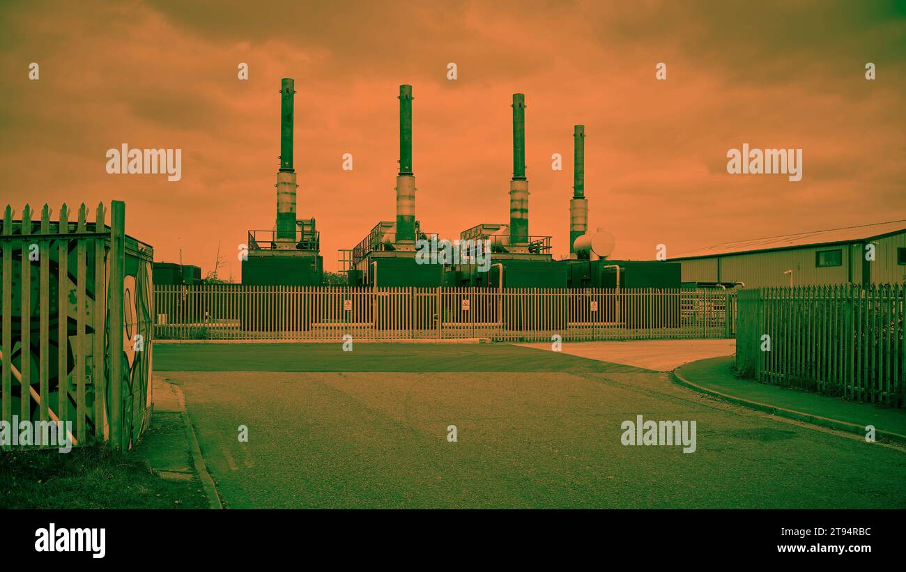 Row of waste incinerators in Fleetwood,UK Stock Photo - Alamy