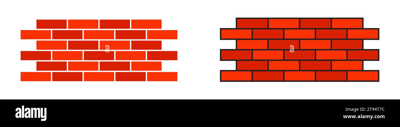 Red brick wall icon. Vector illustration Stock Vector