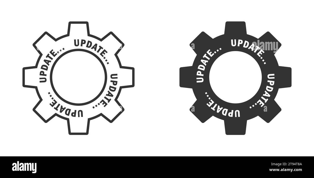 Update icon. Gear with text. Vector illustration Stock Vector Image ...