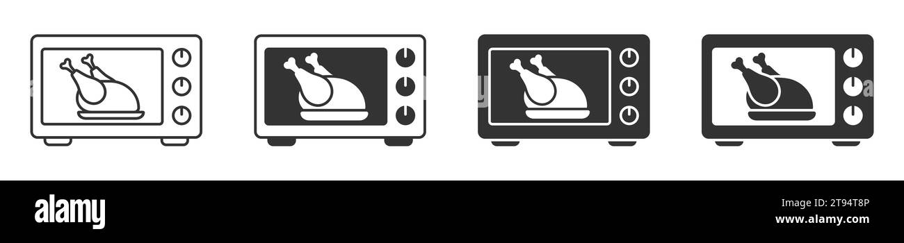 Microwave oven icon. Chicken in the oven. Vector illustration Stock Vector