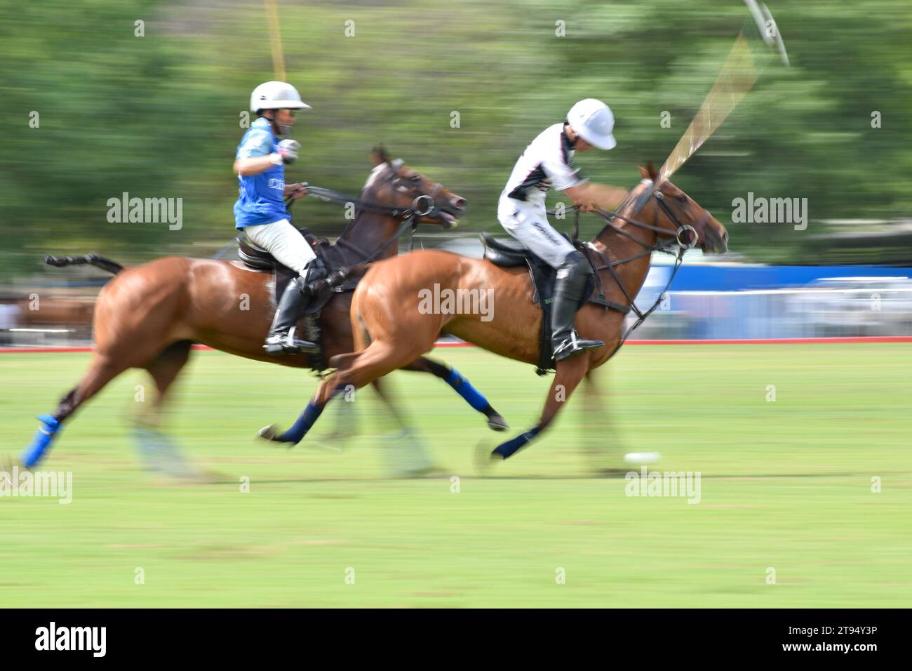 scene of the match  El Overo Z7 against La Irenita at the 130. Argentine Open Polo Championship, Palermo, Buenos Aires, Argentina Stock Photo