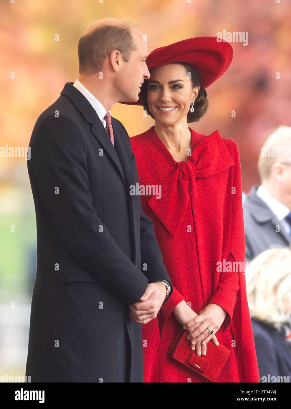 London, England. UK. 21 November 2023.   Prince William, Prince of Wales and Catherine, Princess of Wales attend a ceremonial welcome for President Yo Stock Photo