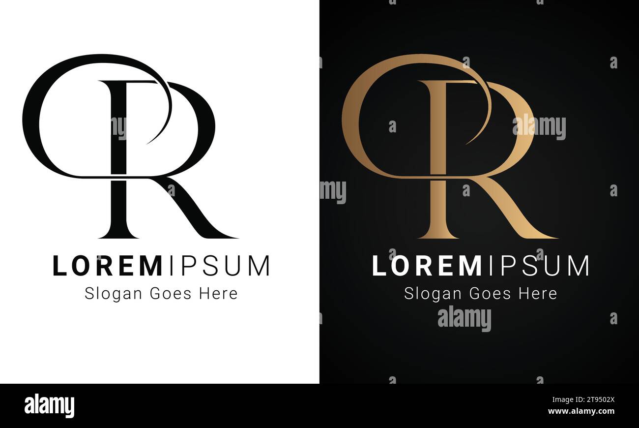 Luxury Initial PR or RP Monogram Text Letter Logo Design Stock Vector