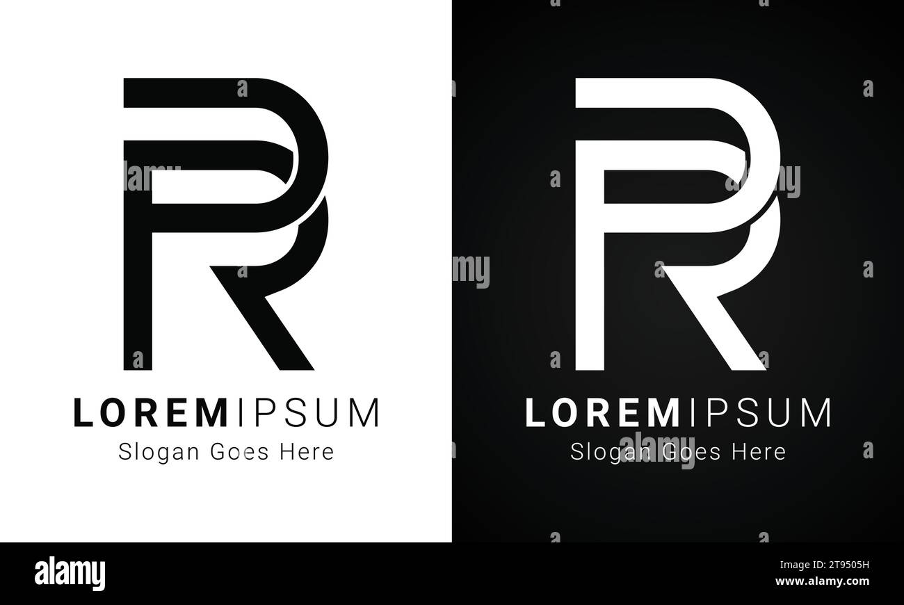Luxury Initial PR or RP Monogram Text Letter Logo Design Stock Vector