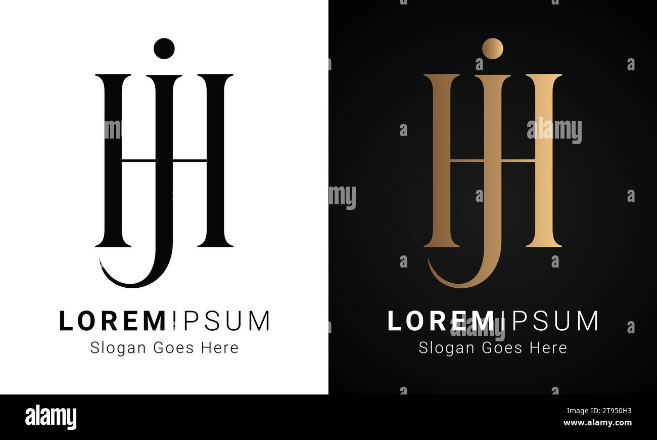 Luxury Initial HJ or JH Monogram Text Letter Logo Design Stock Vector