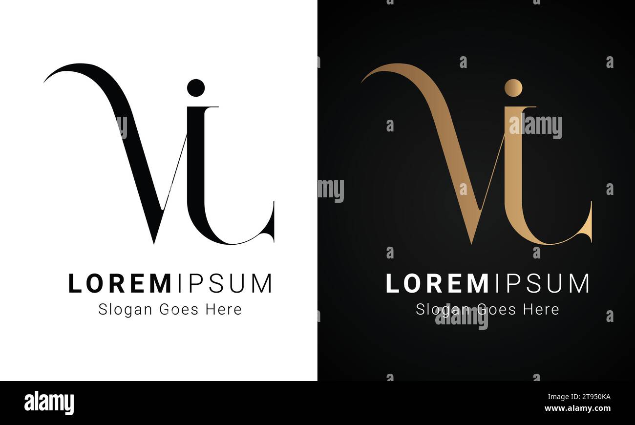 Luxury Initial VJ or JV Monogram Text Letter Logo Design Stock Vector
