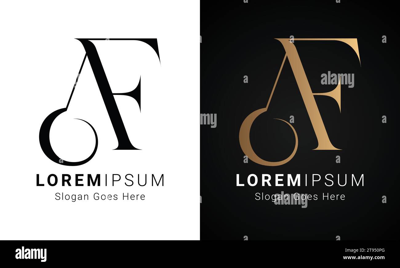 Luxury Initial AF or FA Monogram Text Letter Logo Design Stock Vector