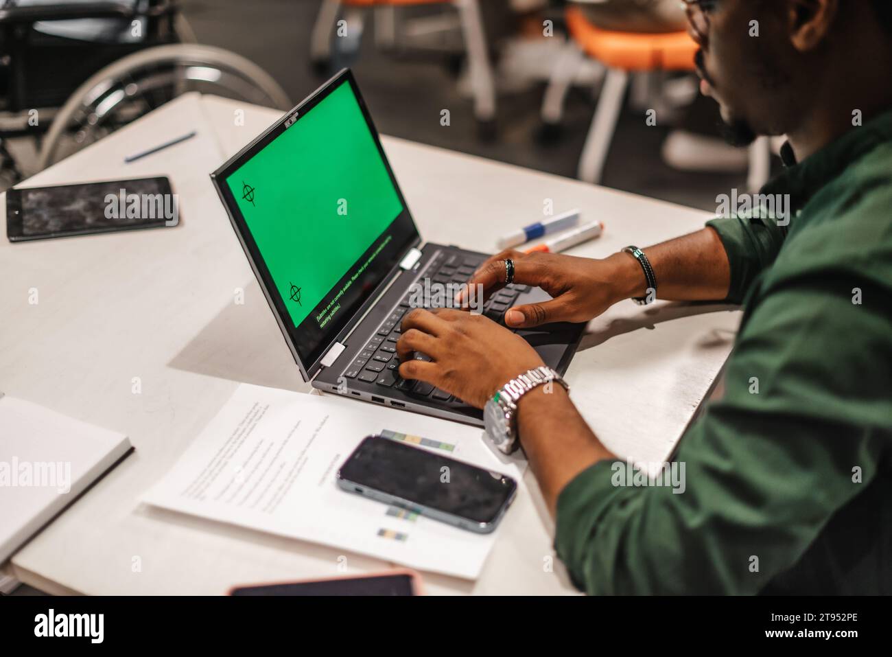 Businessman using green screen laptop hi-res stock photography and ...