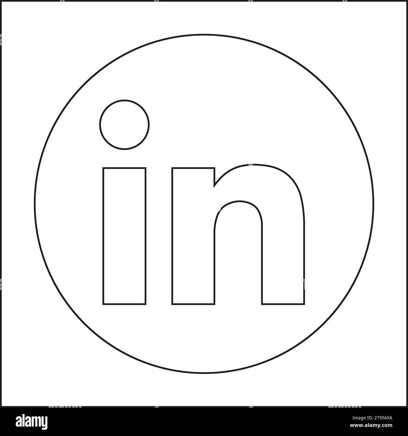 LinkedIn social media app thin line icon. Square shape vector ...