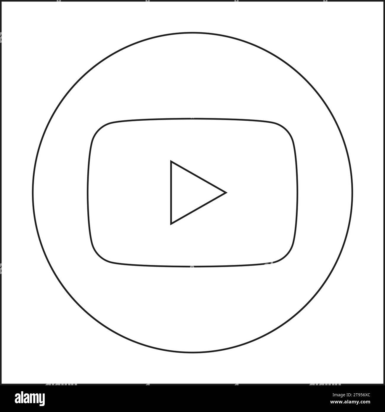Youtube social media app thin line icon. Square shape vector ...