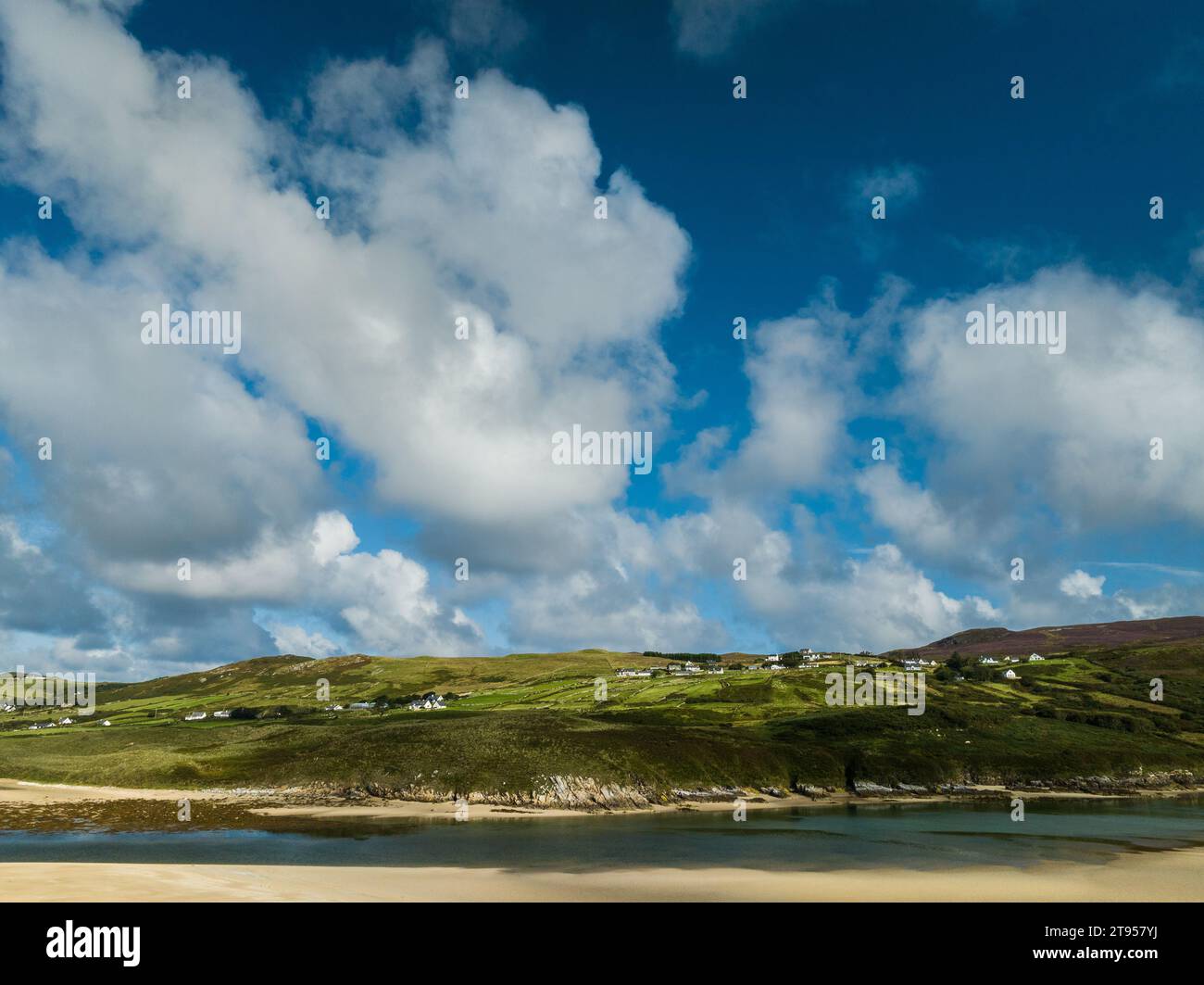 Aerial view of the coast of Dunfanaghy,from the drone. Donegal, Ireland, Europe Stock Photo