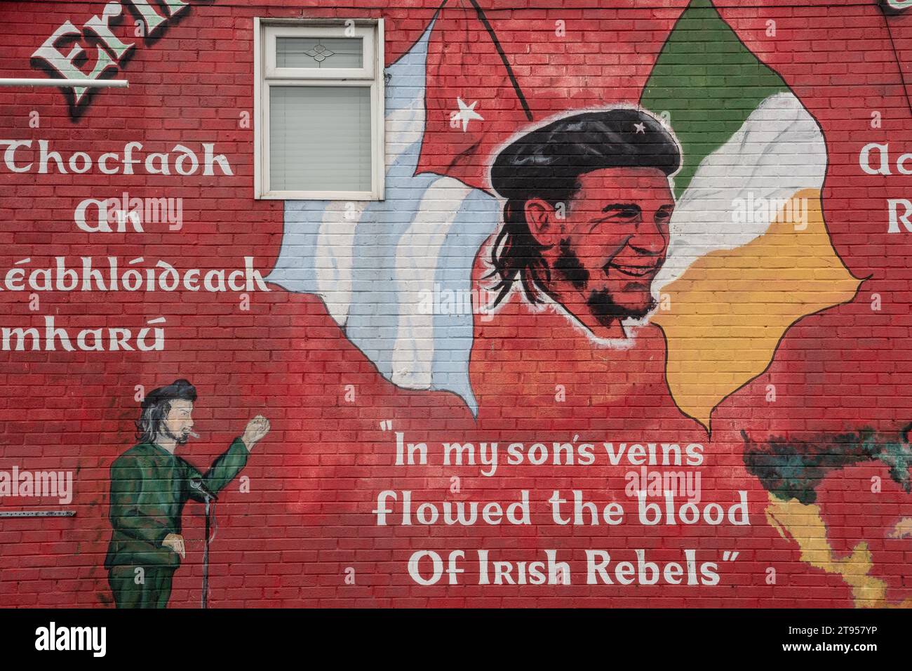 Mural s made by Republican street artists commemorating the struggle against the British in the streets of Derry, North Ireland, Europe Stock Photo