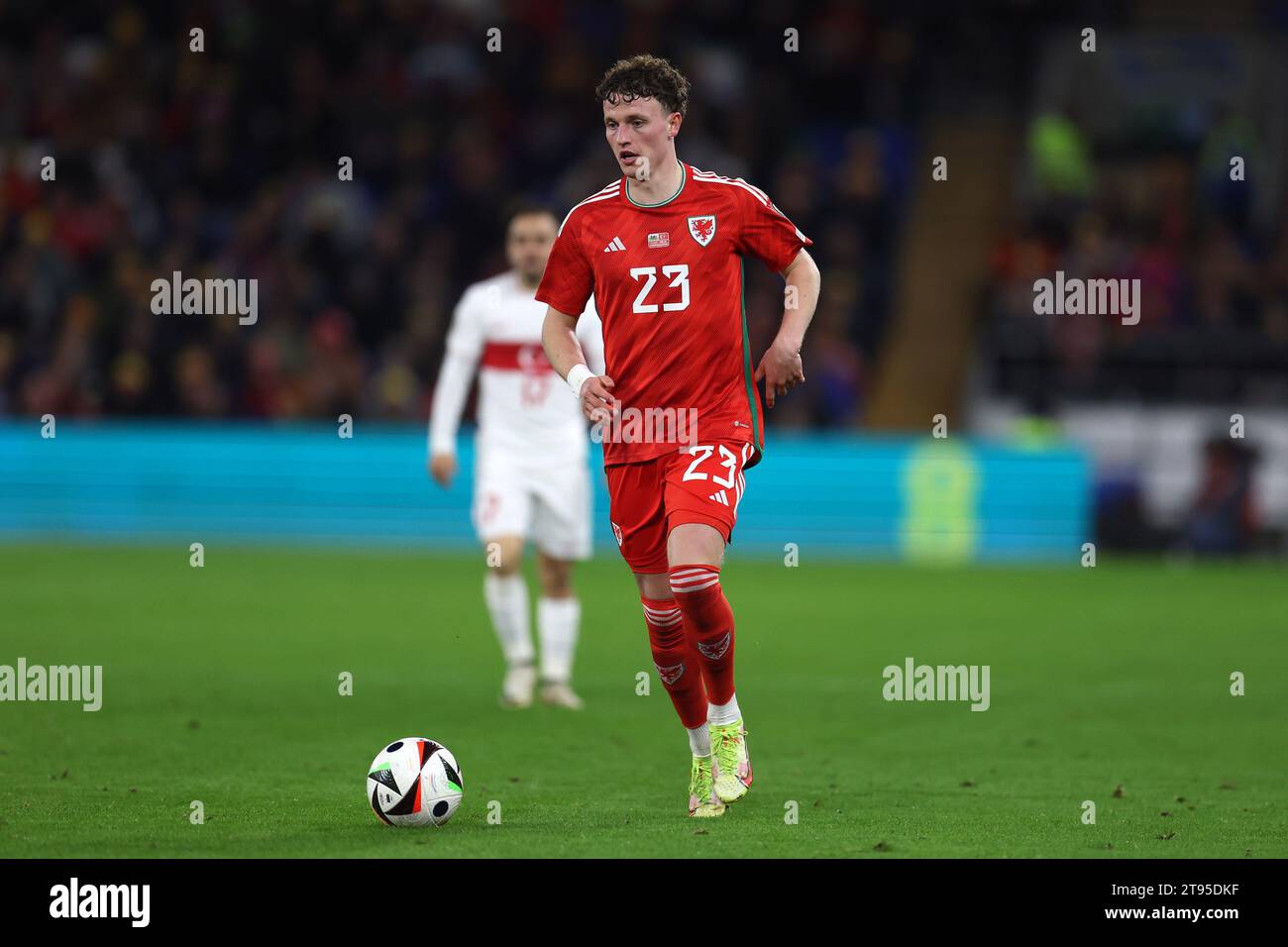 Cardiff, UK. 21st Nov, 2023. Nathan Broadhead of Wales (23) in action. Wales v Turkey, UEFA Euro