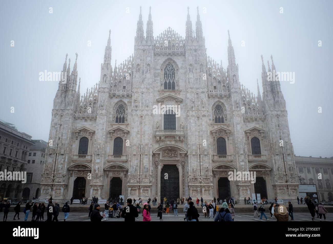 Cathedral church of Milan, Italy in the mist. Stock Photo