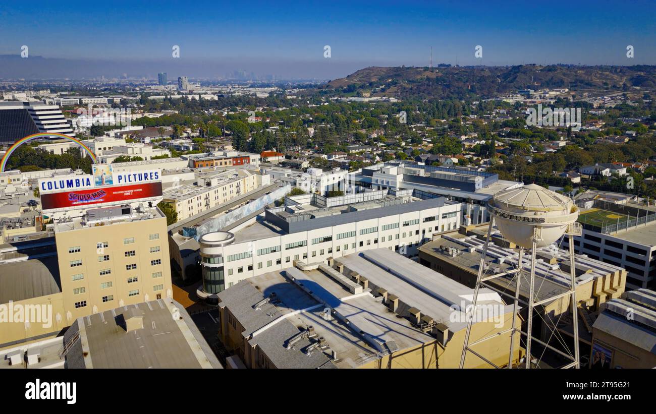 Flight over Sony Pictures Studios Columbia Pictures in Culver City