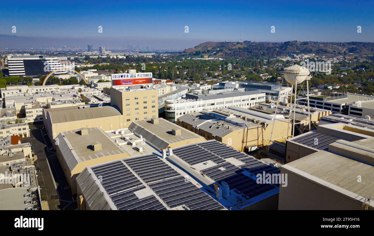 Flight over Sony Pictures Studios Columbia Pictures in Culver City