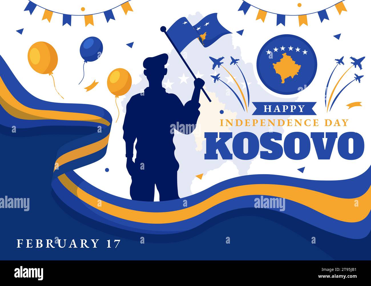 Kosovo Independence Day Vector Illustration on February 17 with Waving