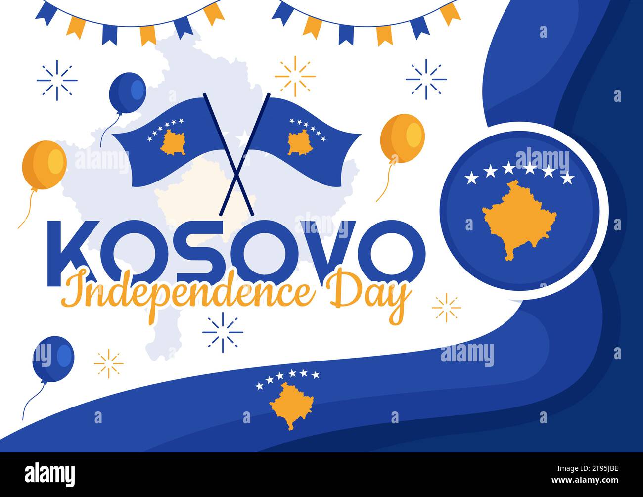 Kosovo Independence Day Vector Illustration on February 17 with Waving