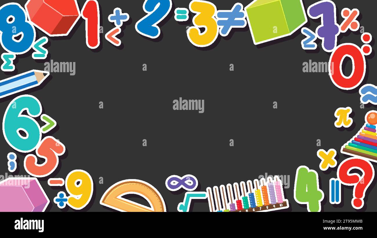 Math Border on Black Background with Number and Math Objects ...