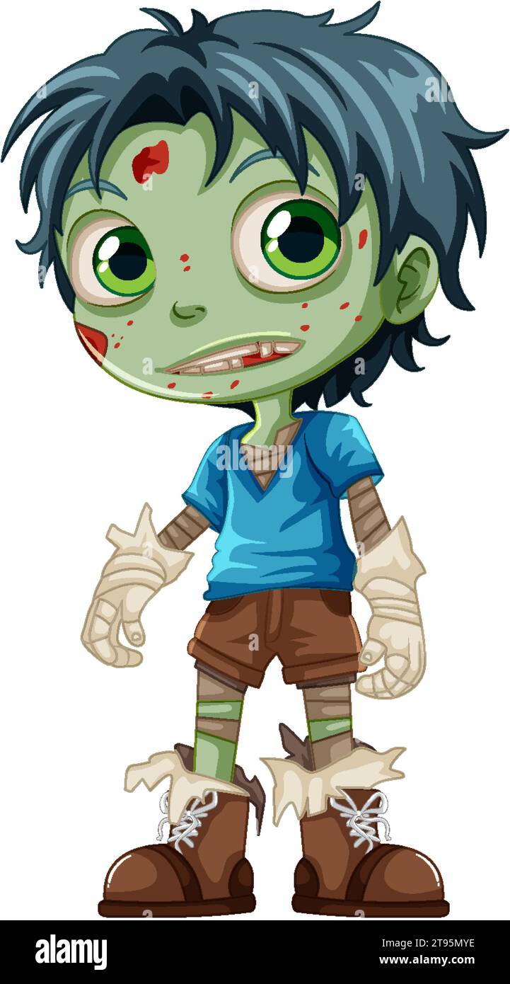 Vector illustration of a male zombie with green skin Stock Vector Image ...