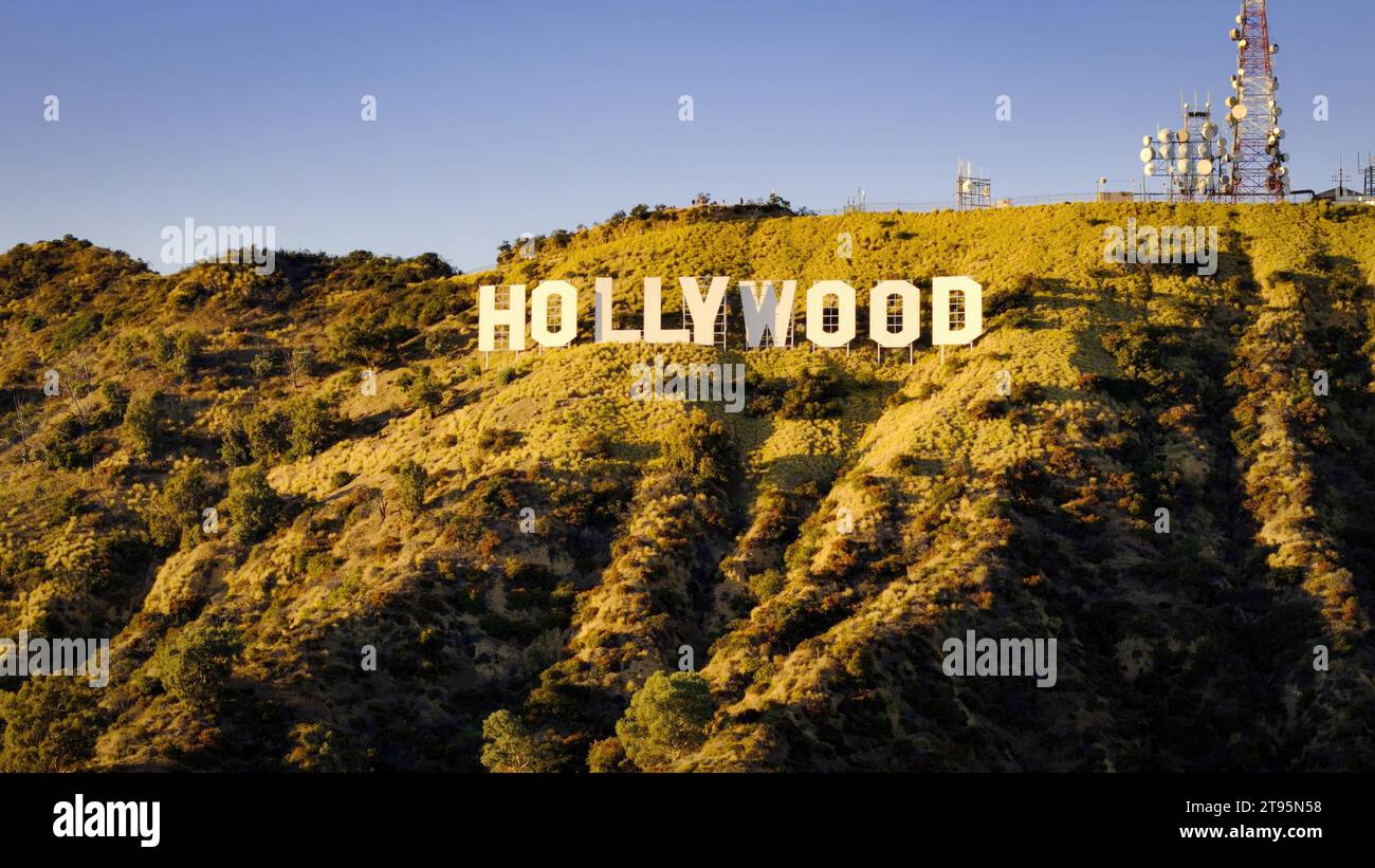 Hollywood sign aerial view Los Angeles Drone footage LOS ANGELES