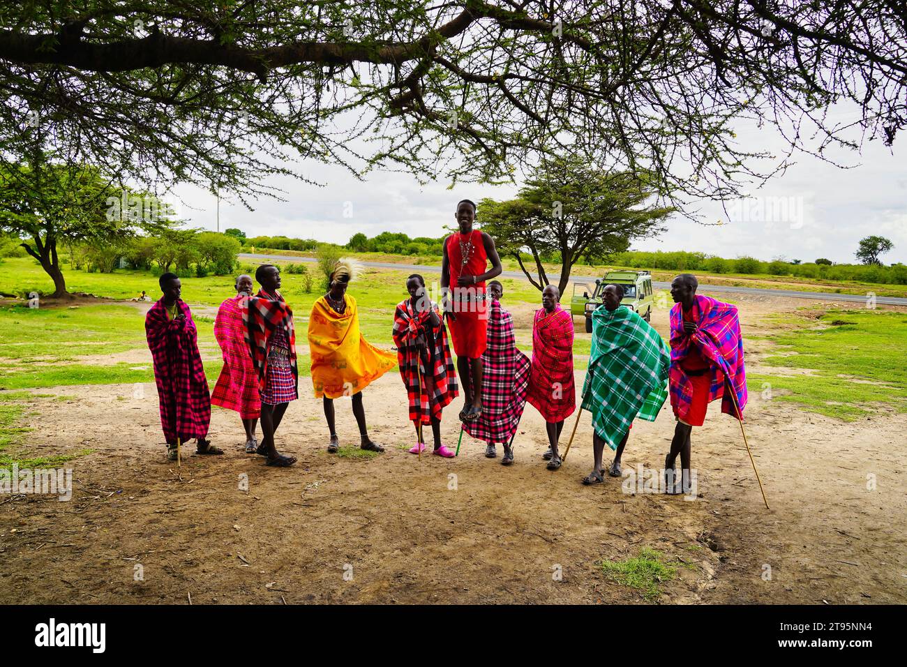 Maasai Mara, Kenya, 25-December-2020 - A Group of Young Maasai warriors ...