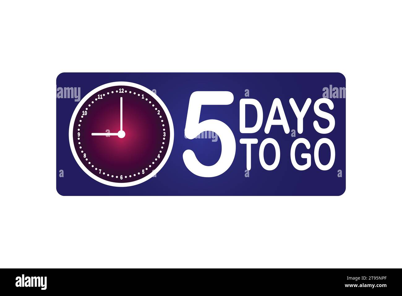 5 days to go clock icon on blue background. Countdown left days banner ...