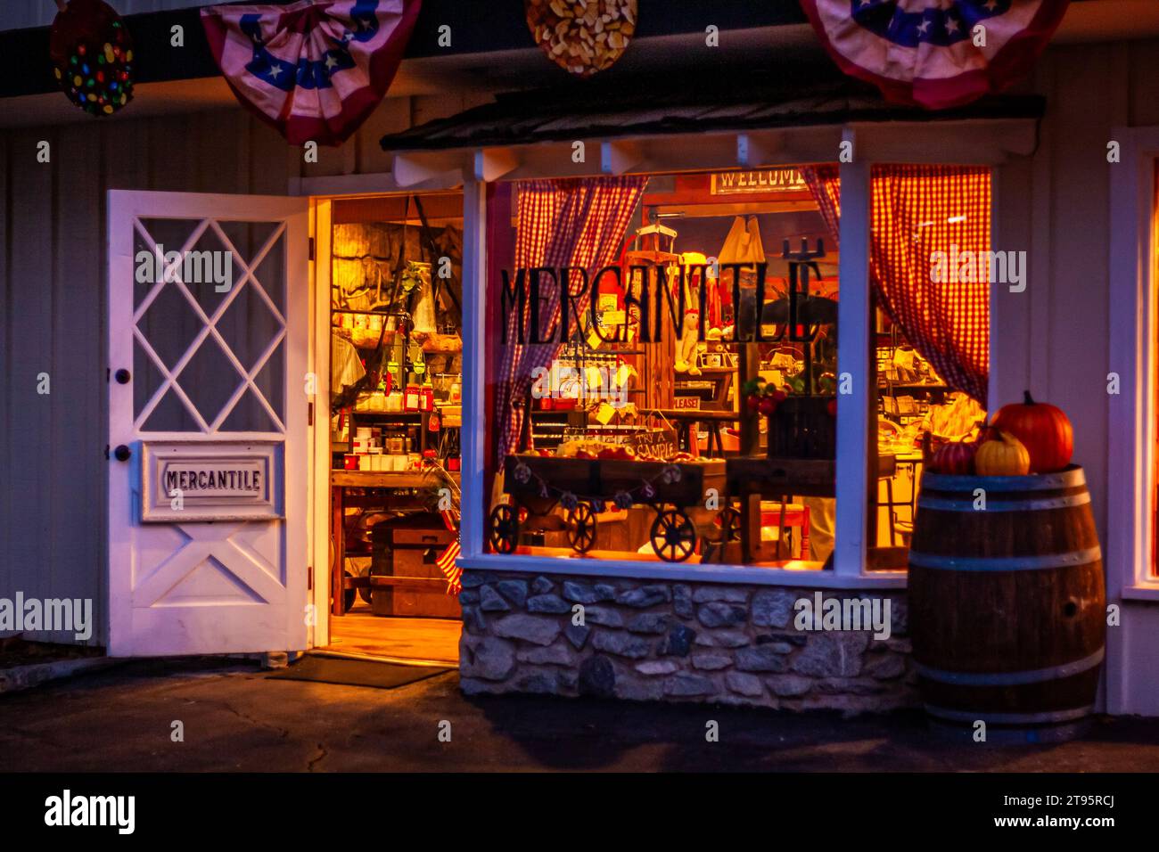 Rustic mercantile general store at dusk Stock Photo Alamy