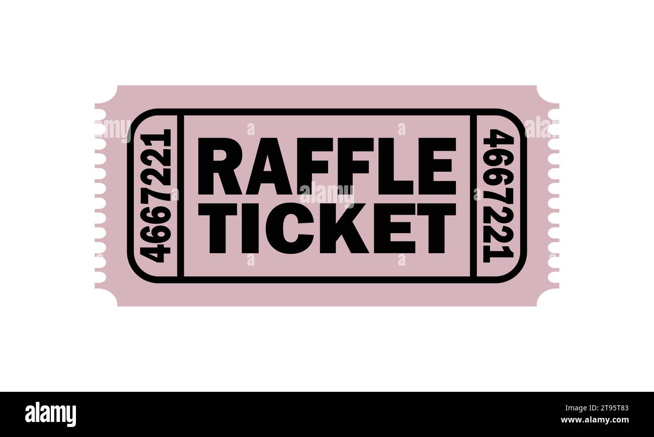 Raffle ticket isolated on a white background. Vector illustration Stock