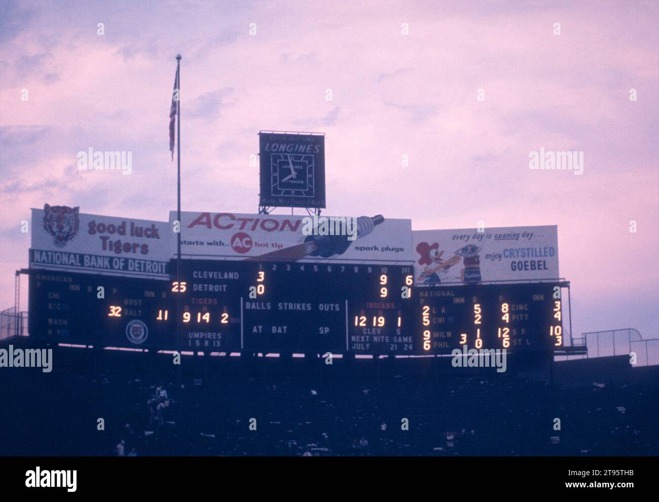 DETROIT, MI - JULY 4: General view of the scoreboard during an MLB game