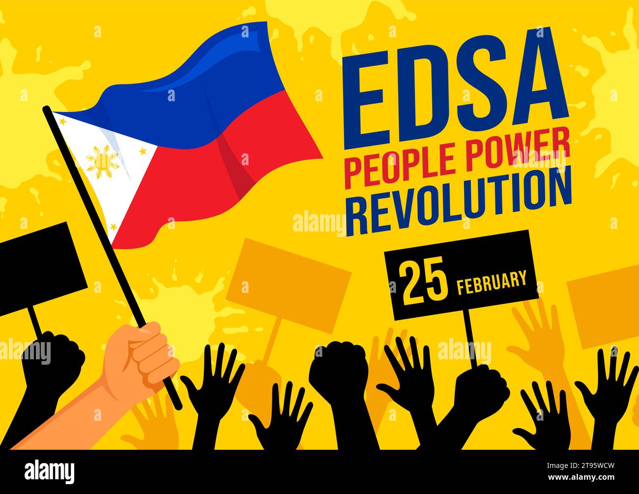 Edsa People Power Revolution Anniversary of Philippine Vector Illustration on February 25 with Philippines Flag in Holiday Flat Cartoon Background Stock Vector