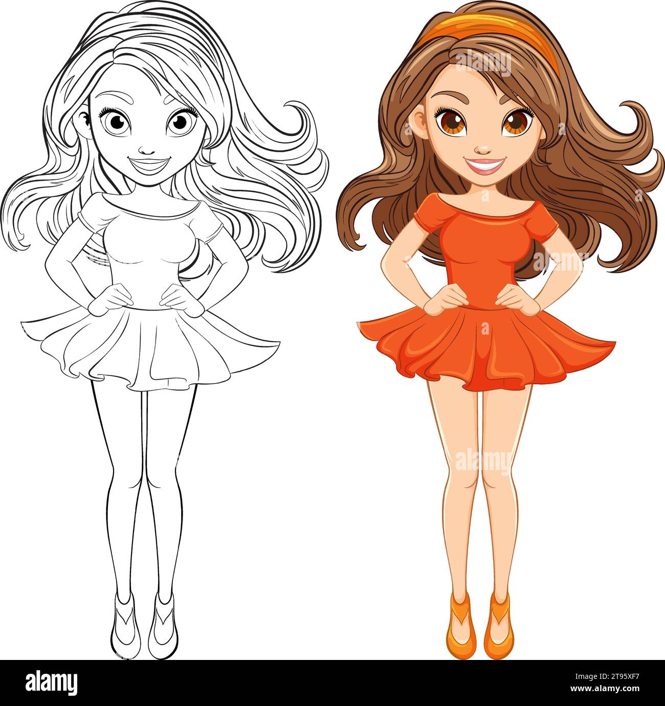 Young woman long hair wearing Stock Vector Images - Alamy