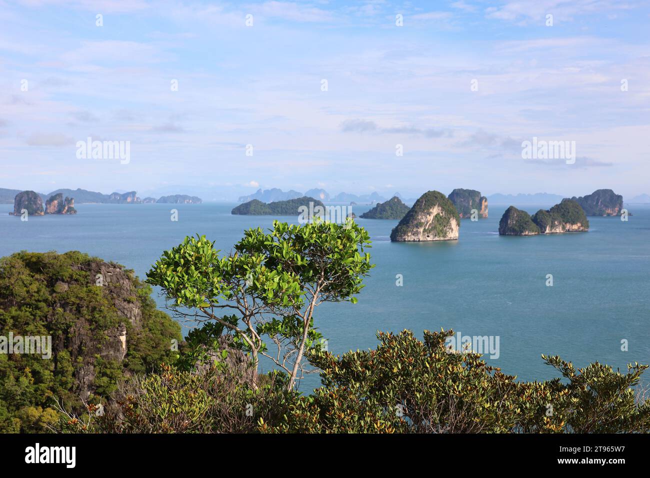 Viewpoint on Koh Hong island with scenery view 360 degree to islands at Krabi province of Thailand. Sea landscape of national park Than Bok Khorani Stock Photo