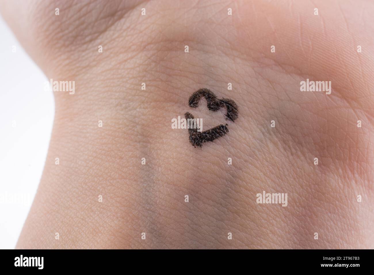 Hearts drawn on hand on a white background Stock Photo - Alamy