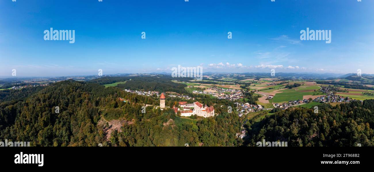 Drone shot, Clam Castle, Klam, Muehlviertel region, Upper Austria, Austria Stock Photo