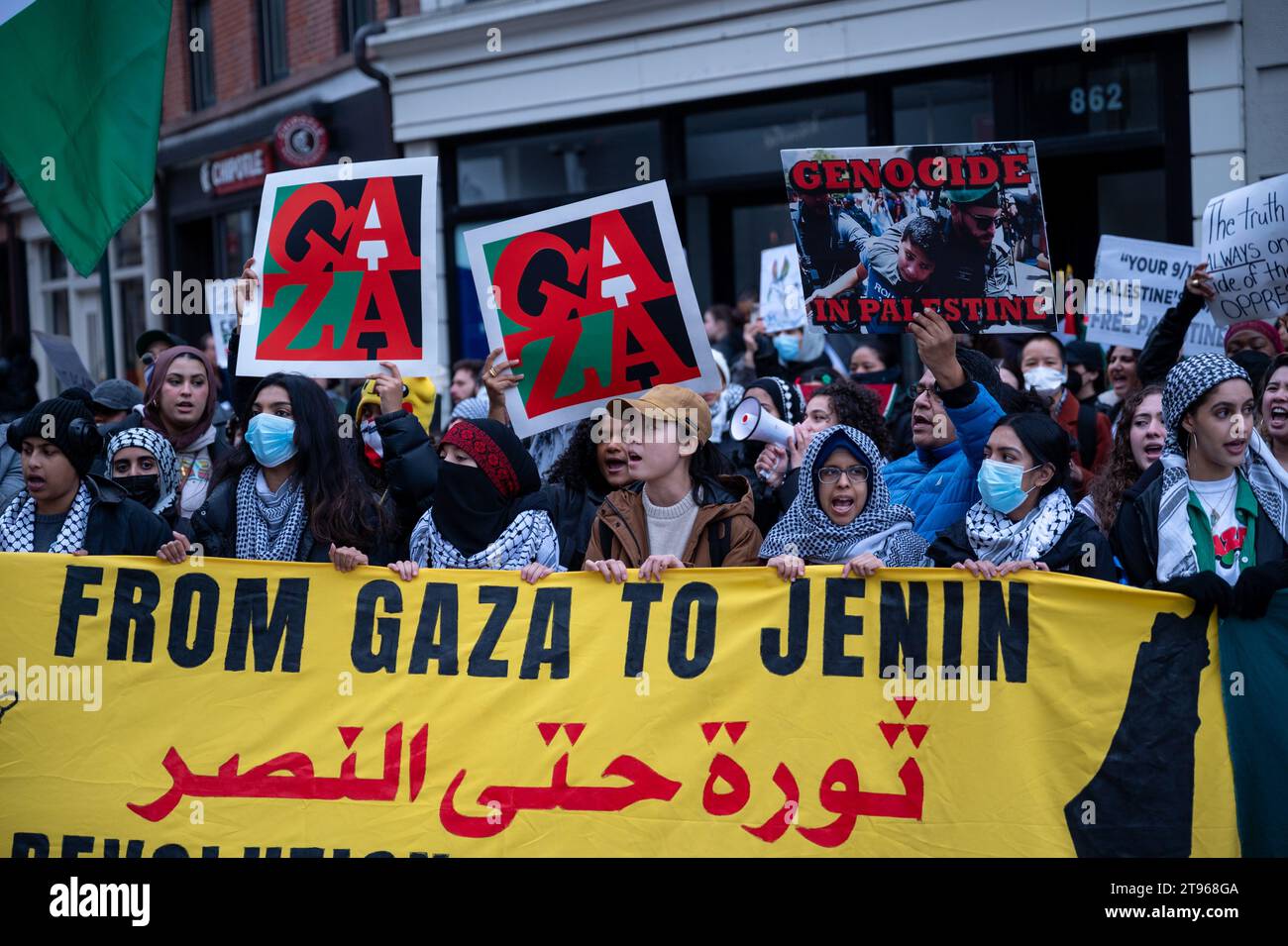 Pro-Palestinian protesters gather in Union Square to 