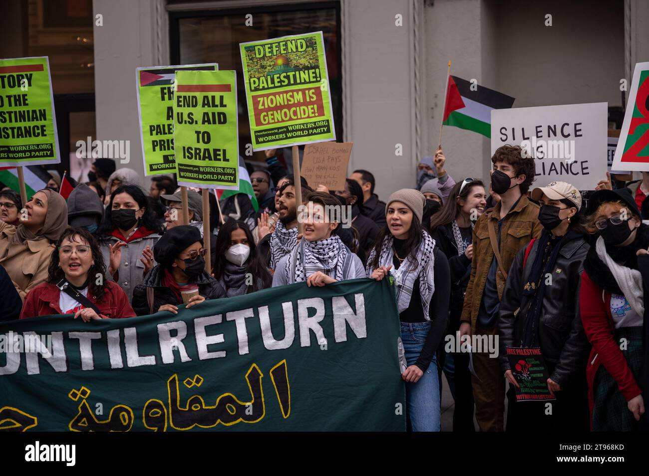 Pro-Palestinian protesters gather in Union Square to 