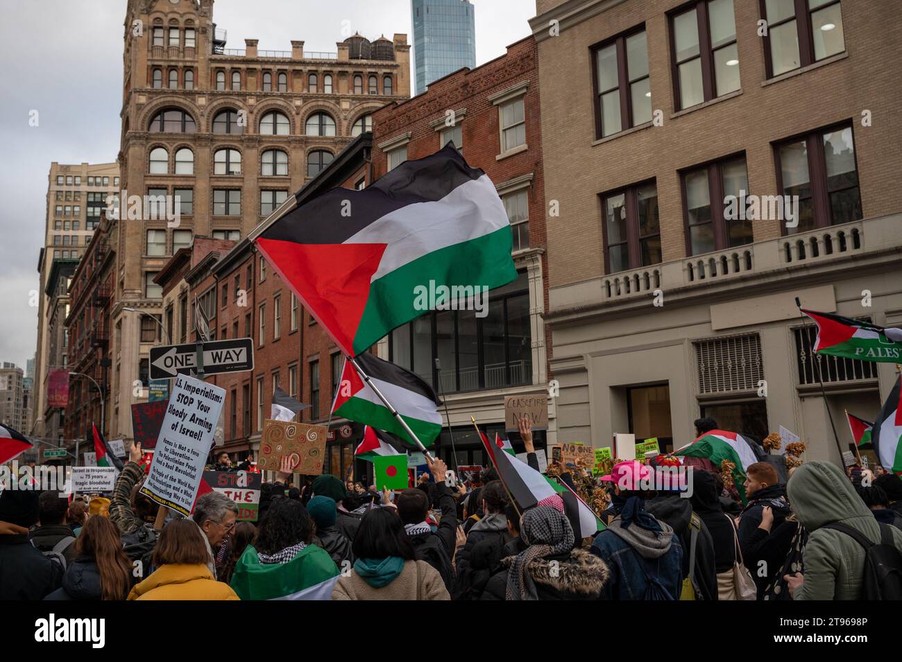 Pro-Palestinian protesters gather in Union Square to 