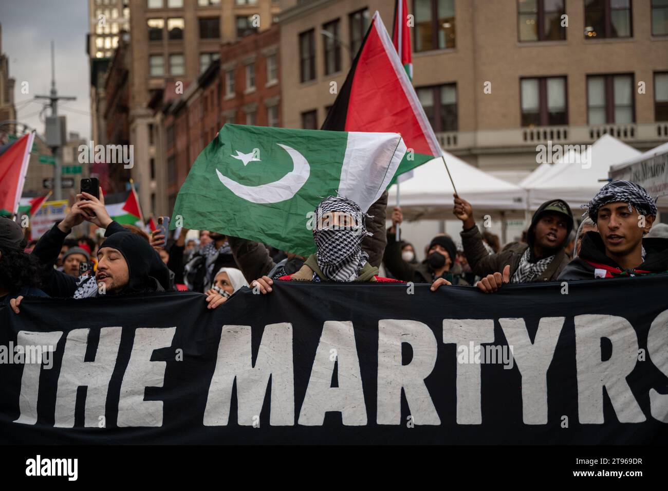 Pro-Palestinian protesters gather in Union Square to 